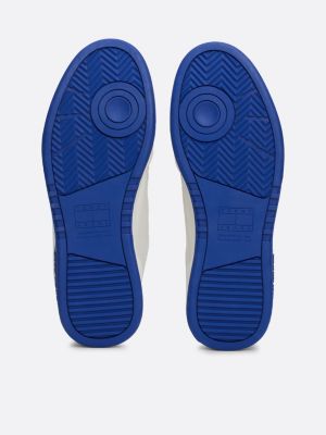 weiß geprägter cupsole-sneaker mit leder für herren - tommy jeans