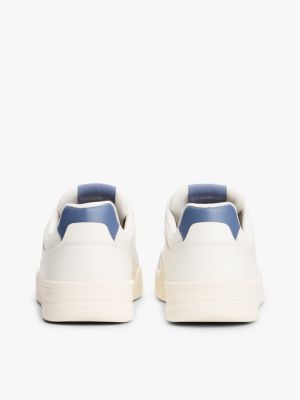 black leather mix embossed cupsole trainers for men tommy jeans