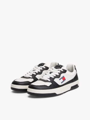 multi embossed cupsole trainers with leather for men tommy jeans
