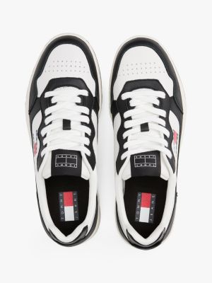 multi embossed cupsole trainers with leather for men tommy jeans