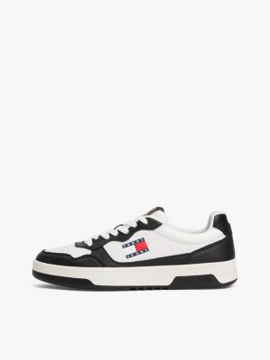 multi embossed cupsole trainers with leather for men tommy jeans