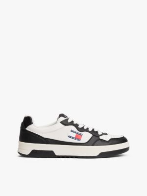 multi embossed cupsole trainers with leather for men tommy jeans