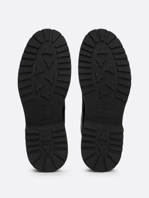 schwarz mittelhoher rutschhemmender leder-schnürstiefel für herren - tommy jeans