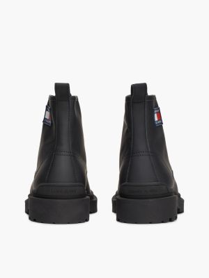 schwarz rutschhemmender schnürstiefel aus mattem leder für herren - tommy jeans