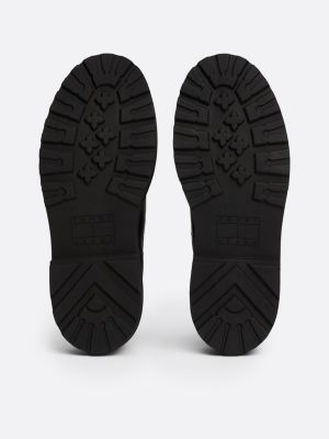 bottines chelsea en cuir crantées à logo noir pour hommes tommy jeans