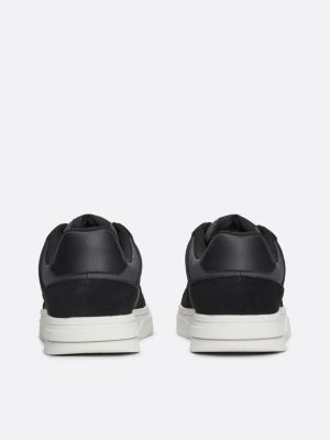 black the brooklyn mixed texture suede trainers for men tommy jeans