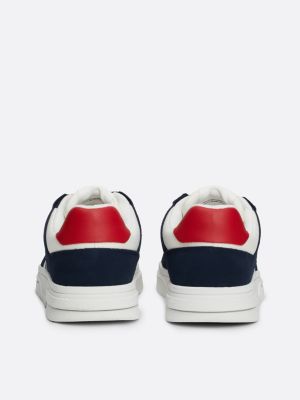 blue the brooklyn mixed texture suede trainers for men tommy jeans