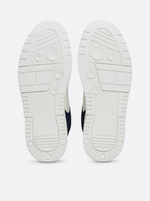 blue the brooklyn mixed texture suede trainers for men tommy jeans