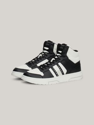 grey the brooklyn leather mid-top trainers for men tommy jeans