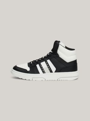 grey the brooklyn leather mid-top trainers for men tommy jeans