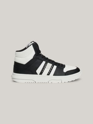 grey the brooklyn leather mid-top trainers for men tommy jeans