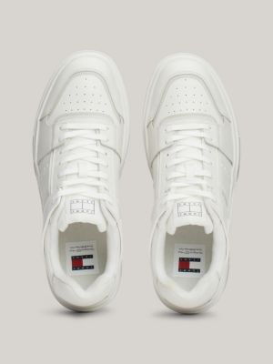 white the brooklyn leather hybrid trainers for men tommy jeans