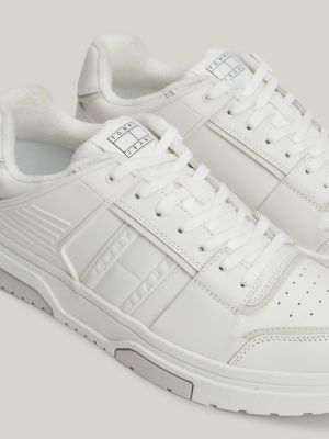 white the brooklyn leather hybrid trainers for men tommy jeans