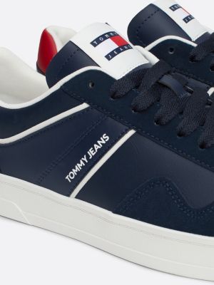 blau the greenwich ledersneaker mit color-pop für herren - tommy jeans