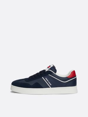 blau the greenwich ledersneaker mit color-pop für herren - tommy jeans