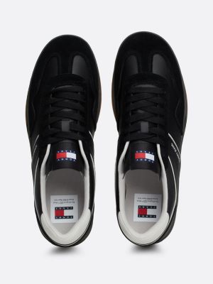 black the greenwich leather colour-pop trainers for men tommy jeans