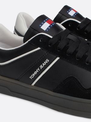 black the greenwich leather colour-pop trainers for men tommy jeans