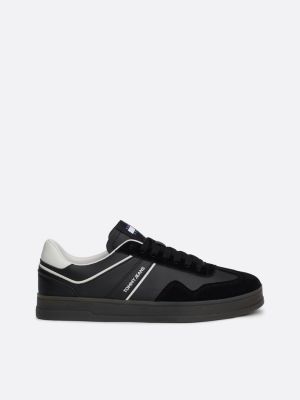 black the greenwich leather colour-pop trainers for men tommy jeans