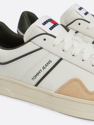 white the greenwich leather colour-pop trainers for men tommy jeans