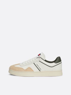 white the greenwich leather colour-pop trainers for men tommy jeans