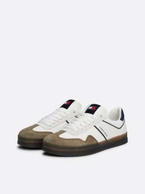 white the greenwich leather colour-pop trainers for men tommy jeans