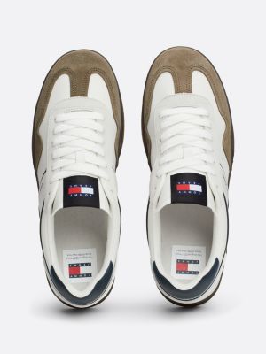 white the greenwich leather colour-pop trainers for men tommy jeans