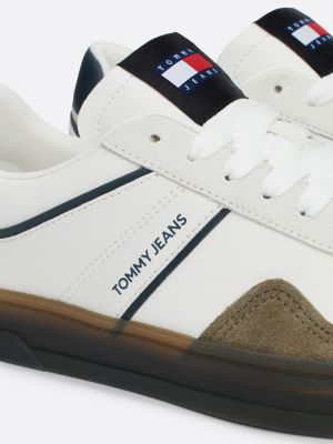 white the greenwich leather colour-pop trainers for men tommy jeans