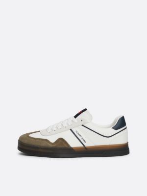 white the greenwich leather colour-pop trainers for men tommy jeans