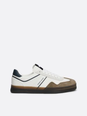 white the greenwich leather colour-pop trainers for men tommy jeans