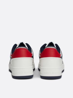 sneakers stile basket color block in pelle bianco da uomini tommy jeans