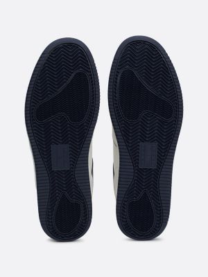 zapatillas de piel con diseño color block blanco de hombres tommy jeans