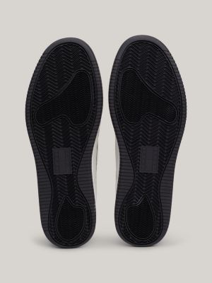 white leather embossed fine cleat basketball trainers for men tommy jeans