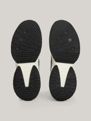 grijs leren sneaker met mesh panelen voor heren - tommy jeans