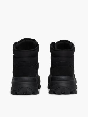 black leather cleat hybrid boots for men tommy jeans