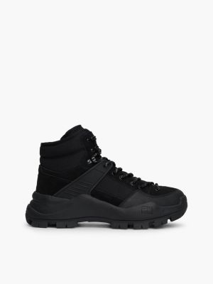 black leather cleat hybrid boots for men tommy jeans