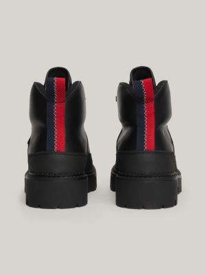 bottines de randonnée en cuir à lacets noir pour hommes tommy jeans