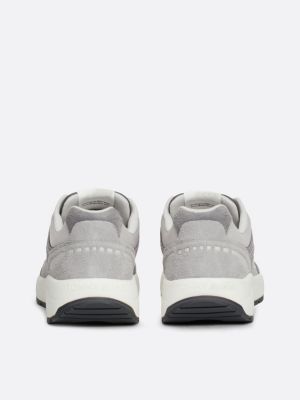 grey suede fine cleat runner trainers for men tommy jeans