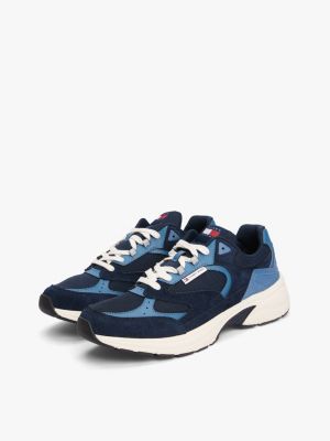 meerdere kleuren colour-blocked sneaker van suède voor heren - tommy jeans