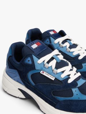 meerdere kleuren colour-blocked sneaker van suède voor heren - tommy jeans