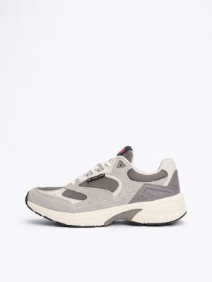 multi suede colour-blocked trainers for men tommy jeans