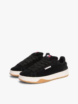 black suede textured midsole trainers for men tommy jeans