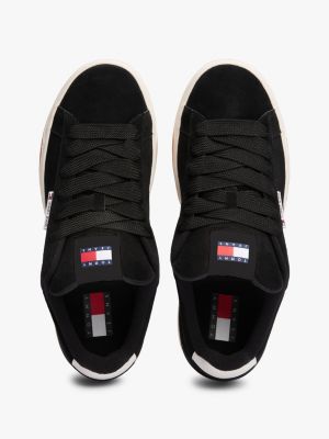 black suede textured midsole trainers for men tommy jeans