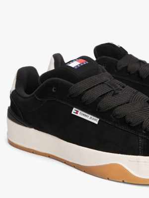 schwarz sneaker aus wildleder mit struktur-detail für herren - tommy jeans