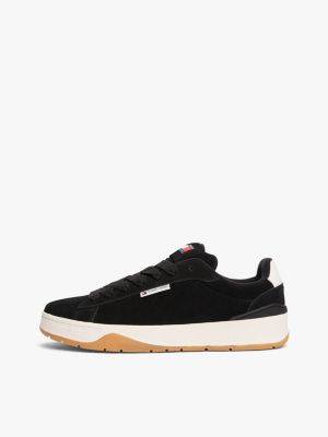 black suede textured midsole trainers for men tommy jeans