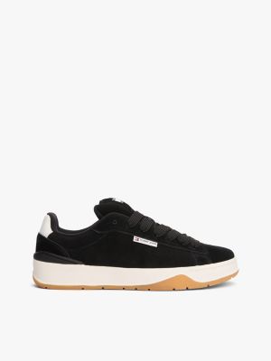 sneakers basse in pelle scamosciata black da uomini tommy jeans