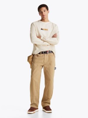 brown suede textured midsole trainers for men tommy jeans