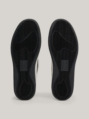 zapatillas de piel con suela cupsole dentada negro de hombres tommy jeans