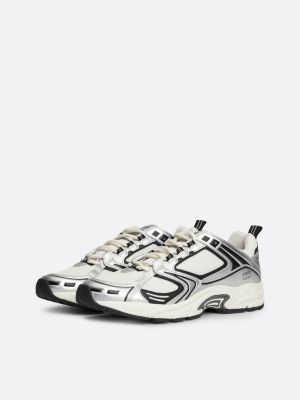 wit metallic hardloopsneakers voor heren - tommy jeans