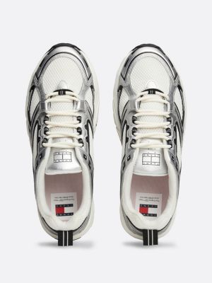 wit metallic hardloopsneakers voor heren - tommy jeans