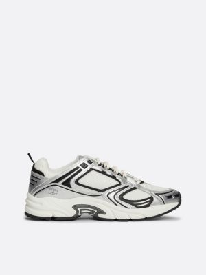 white metallic hardloopsneakers voor heren - tommy jeans